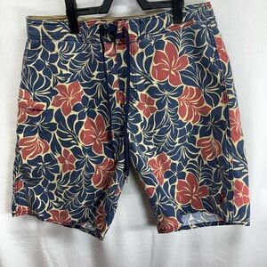 Toes on the Nose Blue and Rust‎ Tropical Board Shorts with Relaxed Fit